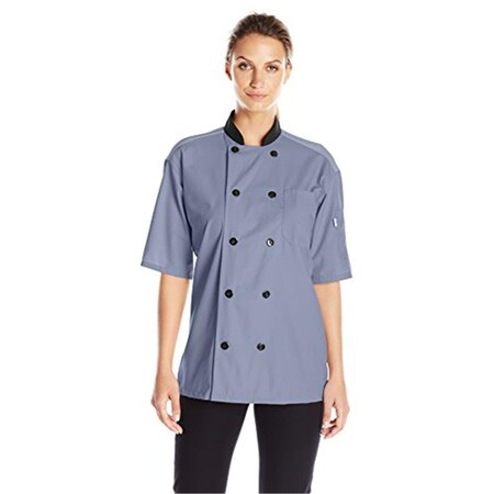 Charlotte Madison Uncommon Threads Womens Havana Chef Coat SS Mesh, Steel - Extra Large CH2025495